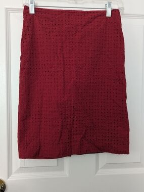 Talbots Red Eyelet Pencil Skirt